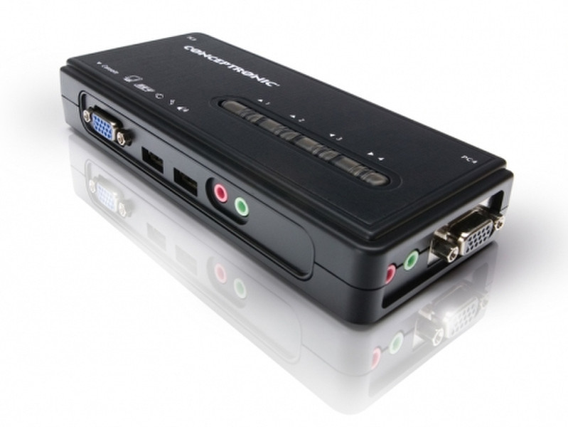 Conceptronic 4-Port USB VGA Schwarz Tastatur/Video/Maus (KVM)-Switch