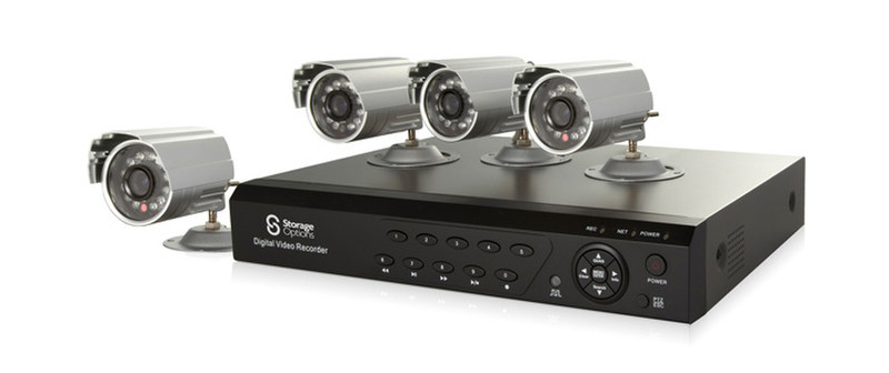 Storage Options 4-Channel CCTV Kit, 4 Cam, 500GB Black,Silver digital video recorder