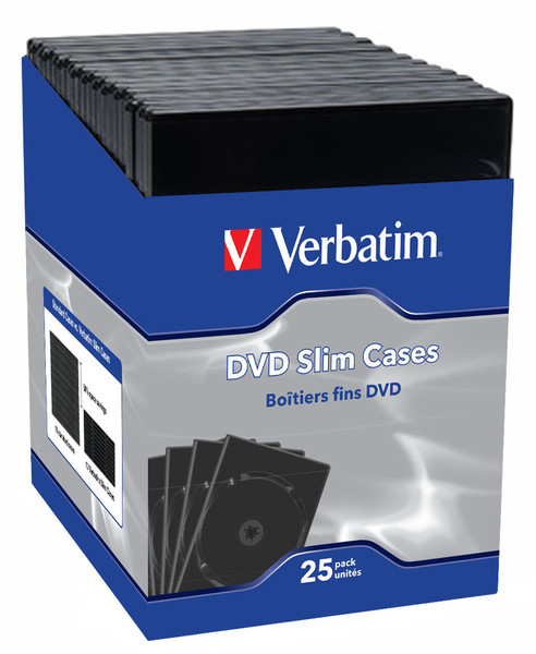 Verbatim Empty DVD Slim Cases, 25pk Black
