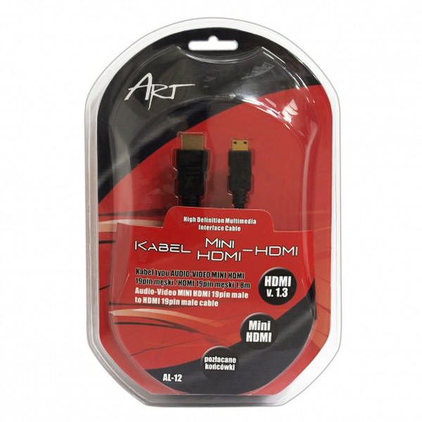 Art Audio AL-12 1.8m Mini-HDMI HDMI Schwarz