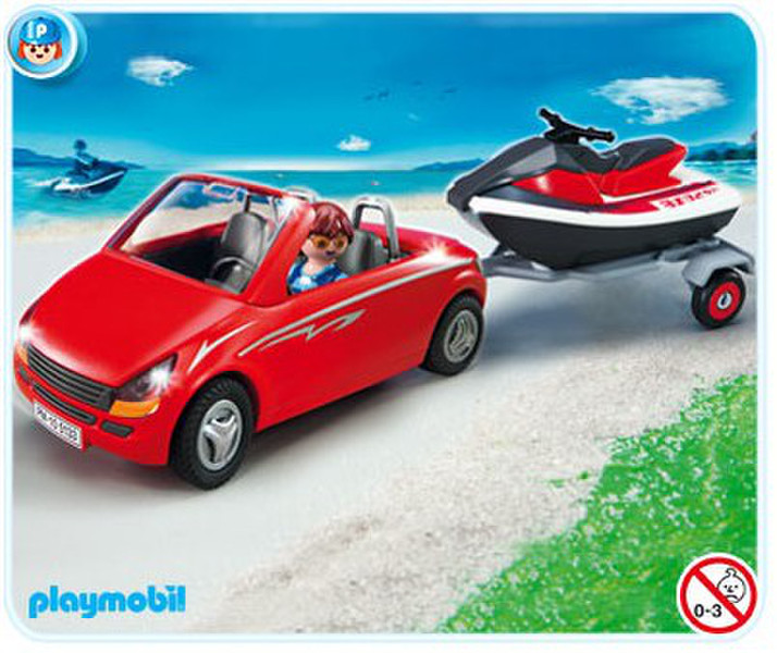 Playmobil Red Convertible with Personal Watercraft