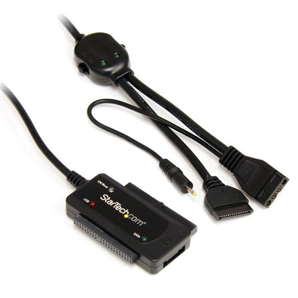 StarTech.com USB2SATAIDE USB A IDE(40-pin) + IDE(44-pin)+ LP4 (4-pin) + SATA (7-pin) + SATA (15-pin) Черный кабельный разъем/переходник