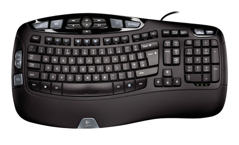 Logitech Wave Keyboard USB Черный клавиатура