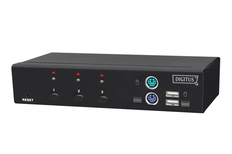 Digitus audio combo KVM switch - DVI, 3-port Черный KVM переключатель