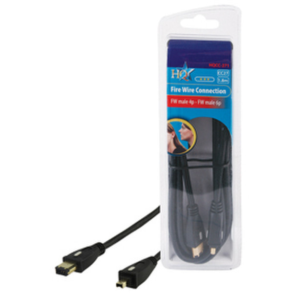 HQ 1.8m 4-p - 6-p 1.8m 4-p 6-p Black firewire cable