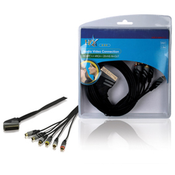 HQ 1.5m SCART - 4x RCA/2x S-Video 1.5m 4 x RCA + 2 x S-Video SCART (21-pin) Schwarz