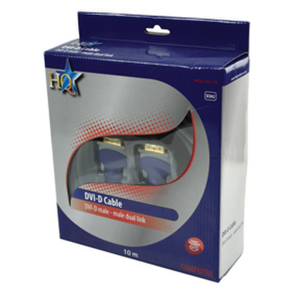 HQ DVI-D/DVI-D, 10m 10m DVI-D DVI-D Blue,Grey DVI cable