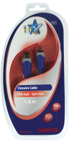 HQ 1.8m Firewire 4-pin/Firewire 6-pin M/M 1.8m 4-p 6-p Grau Firewire-Kabel