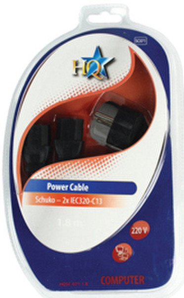 HQ SC-071-1.8 1.8m CEE7/14 Schuko C13 coupler Black power cable