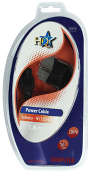 HQ SC-075-1.8 1.8m CEE7/14 Schuko C5 coupler Black power cable
