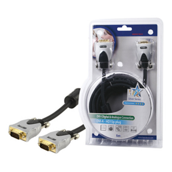 HQ 5m DVI-A/HD15P 5m DVI-A VGA (D-Sub) Schwarz