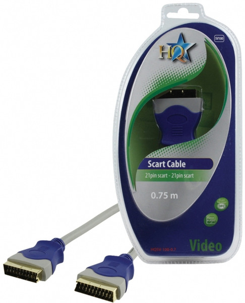 HQ 0.75m SCART M/M 0.75m SCART (21-pin) SCART (21-pin) Blue,Grey SCART cable