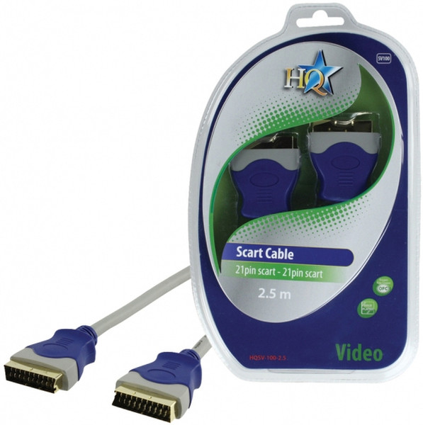 HQ 2.5m SCART M/M 2.5m SCART (21-pin) SCART (21-pin) Blue,Grey SCART cable