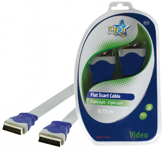 HQ 0.75m SCART M/M 0.75m SCART (21-pin) SCART (21-pin) Blue,Grey SCART cable