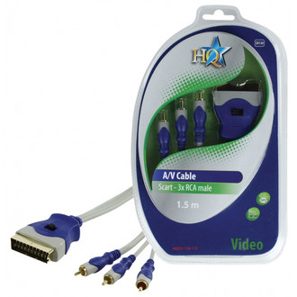 HQ 1.5m SCART/3xRCA M/M 1.5m SCART (21-pin) 3 x RCA Grey video cable adapter