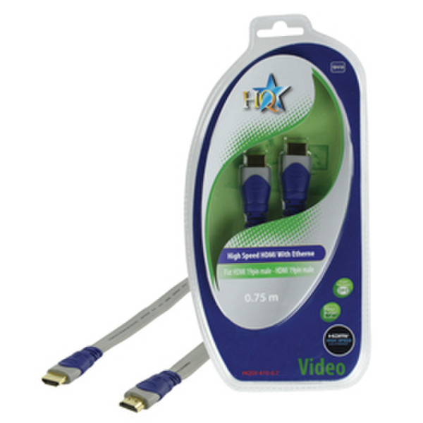 HQ SV-410-0.7 0.75m HDMI HDMI Blau, Grau