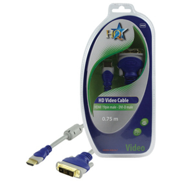 HQ SV-420-0.7 0.75m HDMI DVI-D Blue,Grey video cable adapter