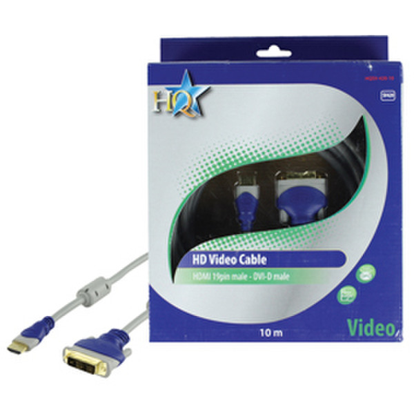 HQ SV-420-10 10м HDMI DVI-D Синий, Серый адаптер для видео кабеля