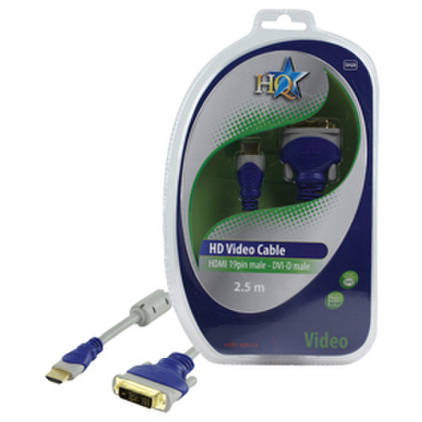 HQ SV-420-2.5 2.5m HDMI DVI-D Blue,Grey video cable adapter