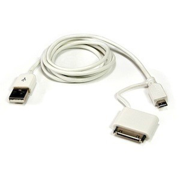 Bracketron UCA-367-BL 0.9m USB 30-Pin Apple Connector/Micro USB Weiß Handykabel