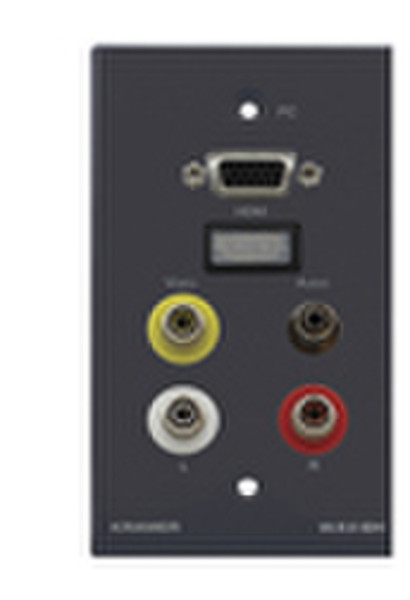 Kramer Electronics Passive Wall Plate - HDMI, 15-pin HD, 3.5mm & 3 RCA Black outlet box