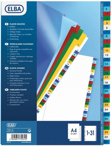 Elba 100204790 Пластик Разноцветный 31шт разделитель