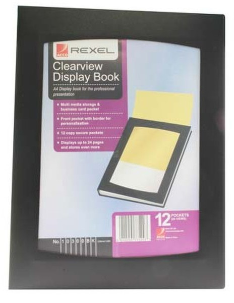 Rexel Clearview A4 Display Book 12-Pocket Black