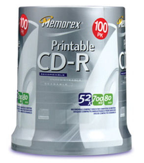 Memorex 100xCDR 700MB 80Min 52x printable CakeBox CD-R 700MB 100pc(s)