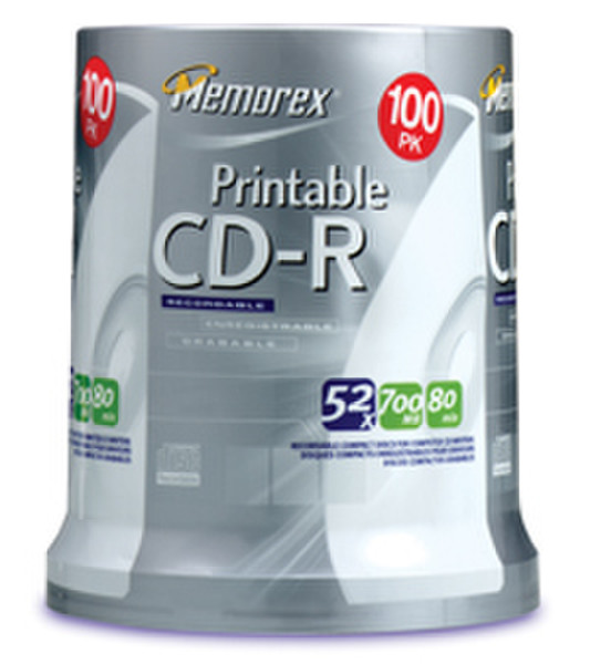 Memorex 100xCDR 700MB 80Min 52x printable CakeBox CD-R 700MB 100pc(s)