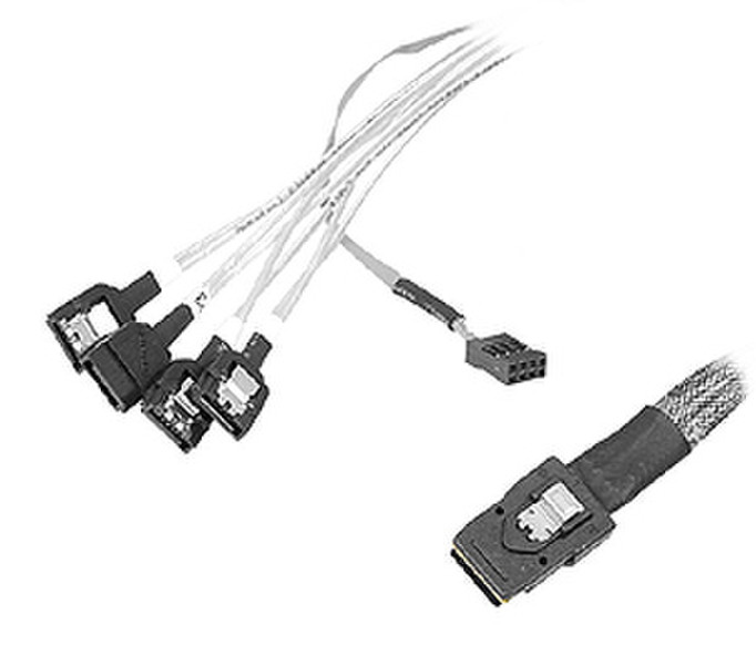 Siig mini-SAS SFF-8087 - 4x SATA 1 x SFF-8087 4 x SATA Черный, Серый кабельный разъем/переходник