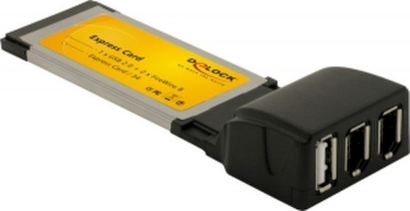 DeLOCK Express Card to 1x USB 2.0 / 2 x FireWire A интерфейсная карта/адаптер