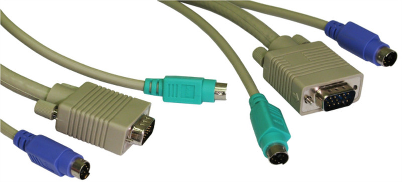 Cables Direct KVM Cable, PS/2 + SVGA - 3m 3m Grau Tastatur/Video/Maus (KVM)-Kabel