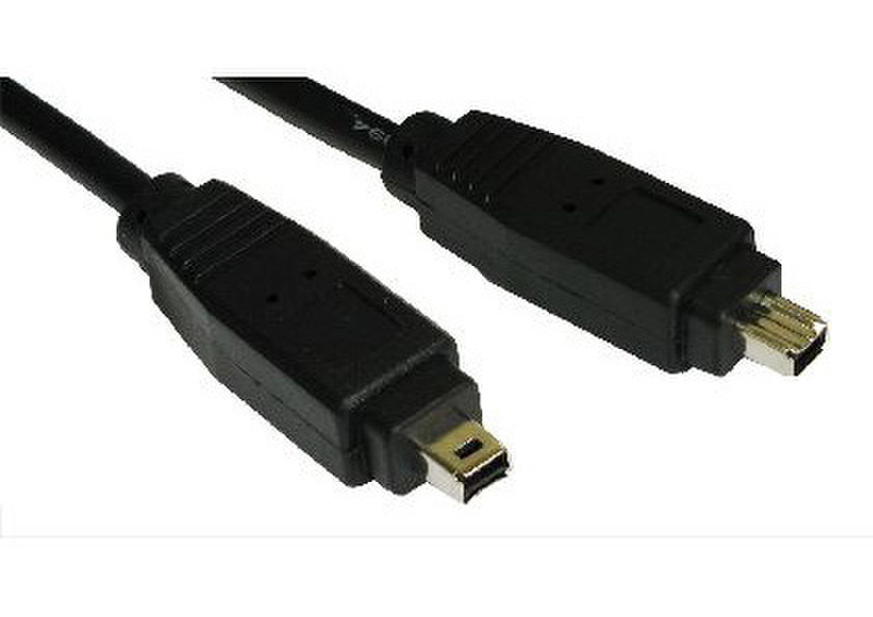 Cables Direct 1m, firewire 4pin 1m 4-p 4-p Black firewire cable
