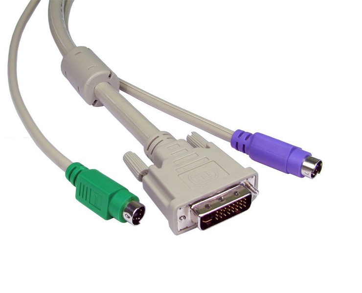 Cables Direct DVI+PS/2 KVM 2m Grau Tastatur/Video/Maus (KVM)-Kabel