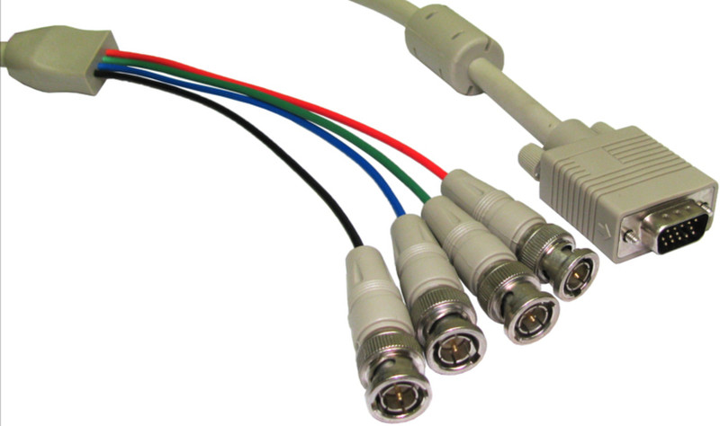 Cables Direct 2m, HD15 M / 4x BNC M 2м VGA (D-Sub) Серый адаптер для видео кабеля