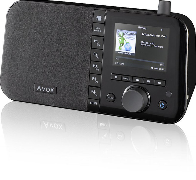 AVOX INDIO Color Internetradio 8,89cm Farbdisplay WLAN 12W USB Line-Ou Internet Цифровой Черный радиоприемник
