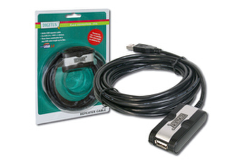 Digitus USB Repeater Cable USB 2.0, design 5м USB A USB A Черный кабель USB