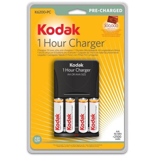 Kodak NiMH 1Hour Battery Charger K6200-C + 4 Ni-MH-batteries (AA)