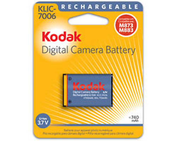 Kodak Li-Ion Rechargeable Digital Camera Battery KLIC-7006 Lithium-Ion (Li-Ion) 740mAh 3, 3.7V rechargeable battery
