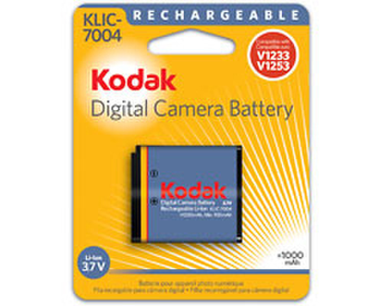 Kodak Li-Ion Rechargeable Digital Camera Battery KLIC-7004 Литий-ионная (Li-Ion) 1000мА·ч 3, 3.7В аккумуляторная батарея