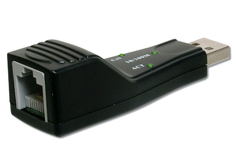 Digitus Fast Ethernet USB 2.0 1x RJ-45(STP) USB A Schwarz Kabelschnittstellen-/adapter
