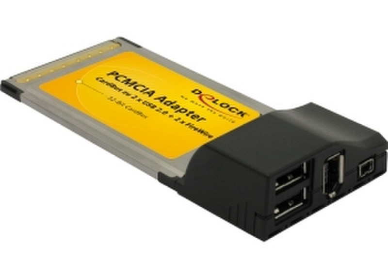 DeLOCK PCMCIA adapter, CardBus to FireWire / USB 2.0 интерфейсная карта/адаптер