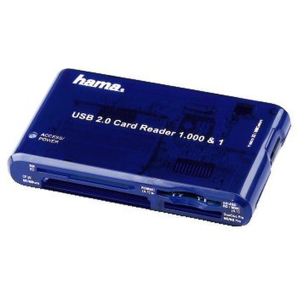 Hama CardReaderWriter 1000 & 1, USB 2.0 Blue card reader