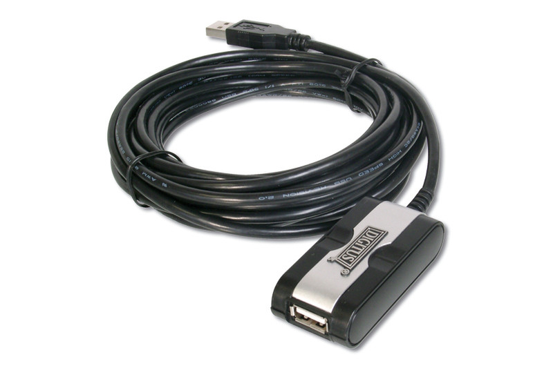 Digitus USB Repeater Cable USB 2.0 5m USB A USB A Black USB cable