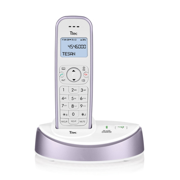 T.tec TD360 DECT Идентификация абонента (Caller ID) Пурпурный, Белый