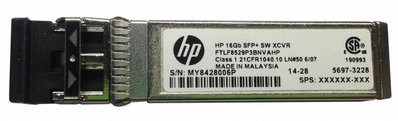 Hewlett Packard Enterprise 16Gb SFP+ Short Wave Transceiver 1 Pack SFP+ 16000Mbit/s 850nm Multi-Modus