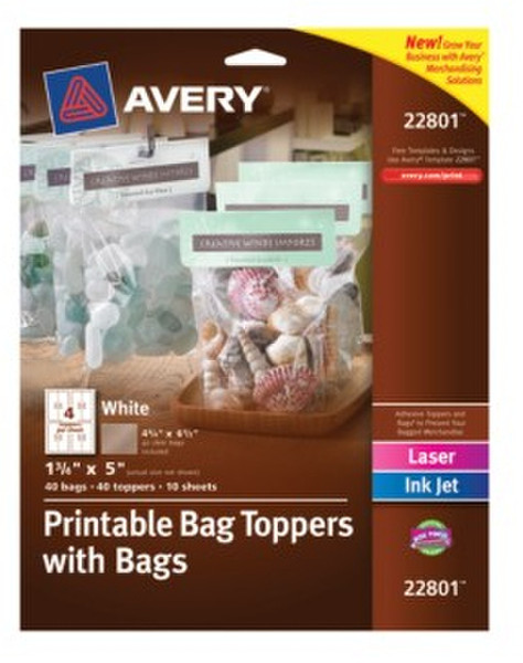 Avery 22801 Прозрачный, Белый 40шт plastic bag