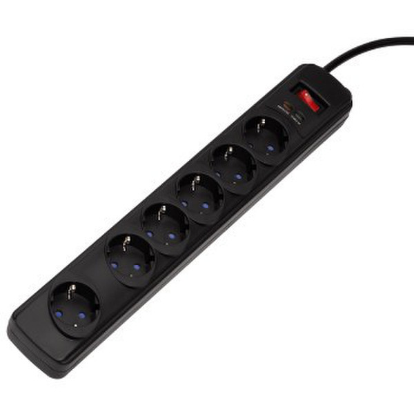 Hama Protection 6AC outlet(s) 230V 1.5m Black surge protector