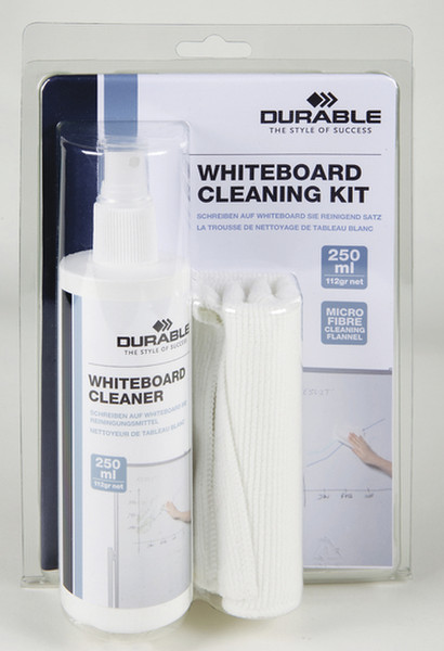 Durable WHITEBOARD CLEANING KIT LCD / TFT / Plasma Equipment cleansing wet/dry cloths & liquid 250ml