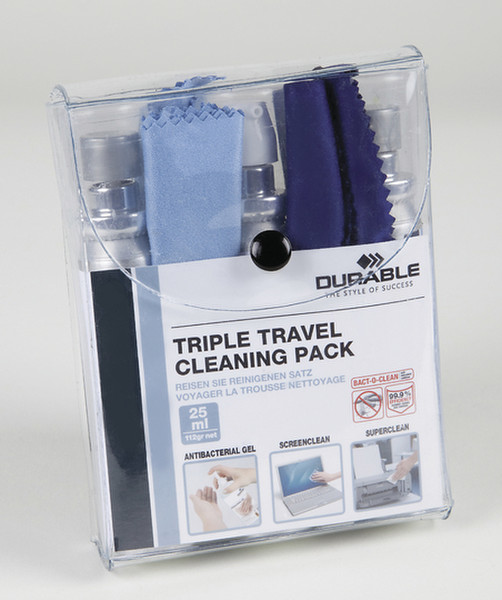 Durable TRIPLE TRAVEL PACK Screens/Plastics Equipment cleansing wet/dry cloths & liquid